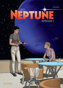 Kim and Marie have a discussion in front of the planet Neptune.